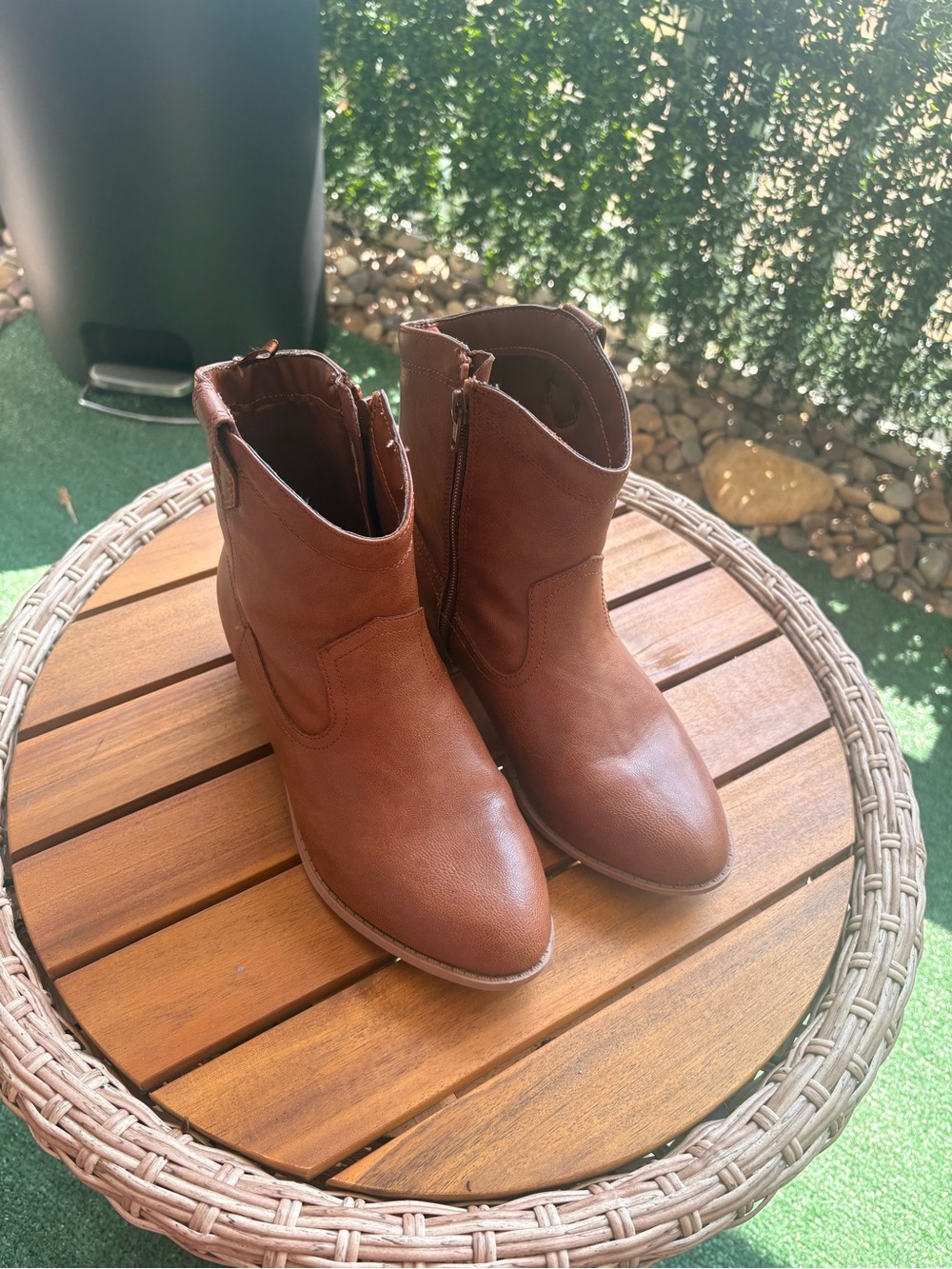 Old Navy Brown Leather-Look Kids Ankle Boots with Side Zip